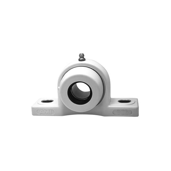 SINGLE ROW BALL BEARING - 7/8 IN. STAINLESS SET SCREW WHITE PILLOW BLOCK 2 OPN COV